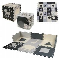 MATA PIANKOWA EDUKACYJNA DUŻE PUZZLE PIANKOWE 2w1 PUZZLE 3D 36 EL 140x140cm