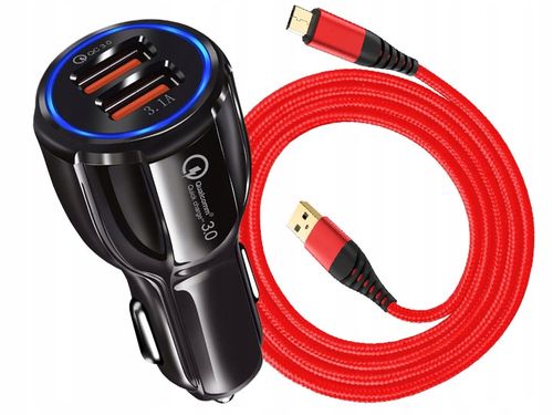 ŁADOWARKA SAMOCHODOWA QC 3.0 + NYLON KABEL MICRO na Arena.pl