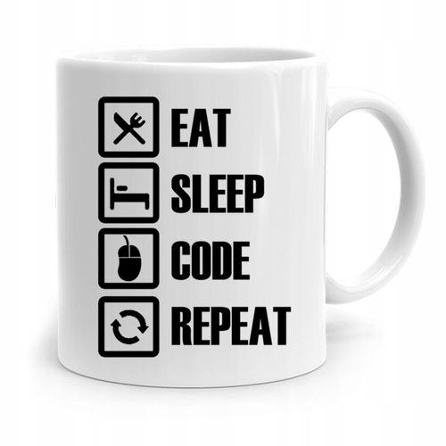 Kubek Informatyka Programisty Eat Sleep Repeat Z Nadrukiem Ze Zdjęciem na Arena.pl