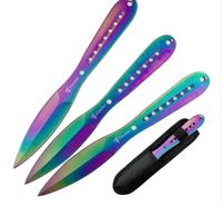 Noże do rzucania - 3 tęczowe rzutki w pokrowcu