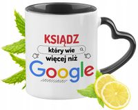 Dla Księdza Kubek Czarny Z Uszkiem W Kształcie Serca Na Prezent Z Nadrukiem