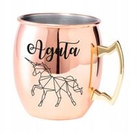 Kubek koktajlowy z uchem ze stali z grawerem PREZENT Z TWOIM IMIENIEM