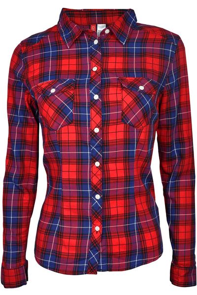 H&M Koszula Czerwono-Granatowa Krata - 32 / XXS zdjęcie 1