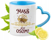 Dla Maksa Kubek Błękitny Z Uszkiem W Kształcie Serca Na Prezent Z Nadrukiem