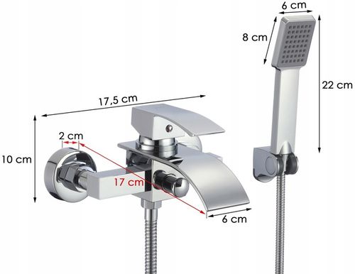 Bateria wannowa z prysznicem ścienna chrom wodospad kran do wanny kaskada na Arena.pl