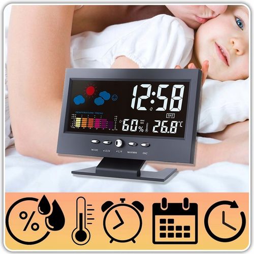 Cyfrowa stacja pogody – zegar, budzik, termometr, higrometr, kalendar na Arena.pl