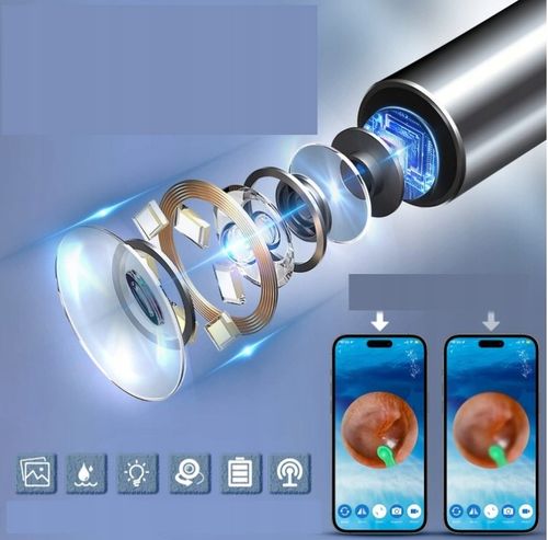 ZESTAW DO USUWANIA WOSKOWINY Z KAMERĄ 8 MEGAPIXELI HD 6 LED ENDOSKOP na Arena.pl