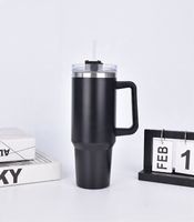 KUBEK TERMICZNY TERMOS ZE SŁOMKĄ UCHWYTEM DUŻY XXL 1200 ML CZARNY POJEMNY