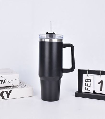 KUBEK TERMICZNY TERMOS ZE SŁOMKĄ UCHWYTEM DUŻY XXL 1200 ML CZARNY POJEMNY na Arena.pl