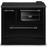 Kuchnia na drewno piec kominek koza CO czarny z płaszczem wodnym 16kW PRAWA