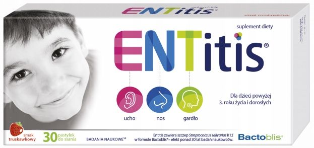 ENTitis SMAK Truskawkowy 30 pastylek do ssania zdjęcie 1