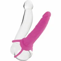 calexotics double penetrator pink - model silikonowy z uprzężą, 14 cm