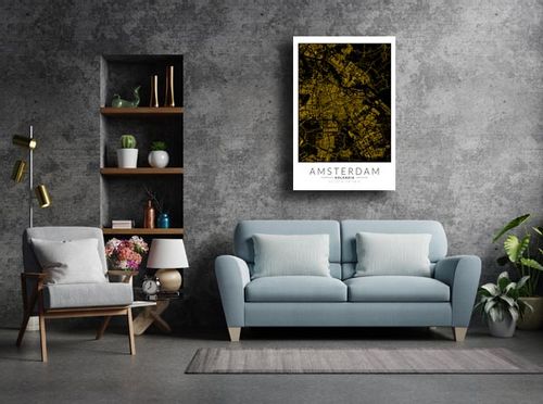 Amsterdam złota mapa - obraz na płótnie 50x70 cm na Arena.pl
