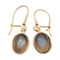 Kolczyki - owalny Labradoryt w srebrze złoconym
