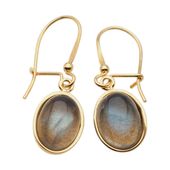 Kolczyki - owalny Labradoryt w srebrze złoconym