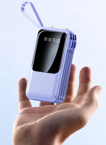 POWER BANK 10000MAH USB/USB-C QC PD WBUDOWANY KABEL Wyświetlacz cyfrowy na Arena.pl