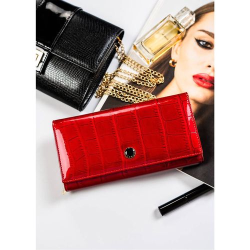 duży i pojemny czerwony portfel damski z systemem rfid - peterson na Arena.pl