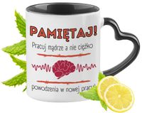 Pożegnanie Z Pracy Kubek Czarny Z Uszkiem W Kształcie Serca Na Prezent