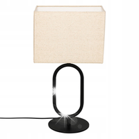 LAMPA STOŁOWA METALOWA Z LNEM 28X18X52CM E27 BEŻOWA IP20
