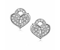 Delikatne rodowane srebrne kolczyki serca serduszka kółdki z cyrkoniami srebro 925 Z1054