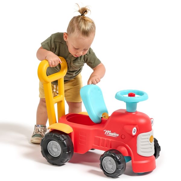FALK Maurice Traktorek Jeździk Czerwony Pchacz Odpychacz Schowek od 1 roku zdjęcie 46