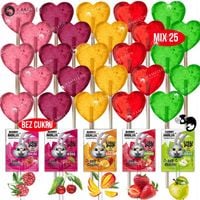 BUNNY NINJA LIZAK OWOCOWY SERCE SERDUSZKO bez cukru MIX x25 DZIEŃ DZIECKA