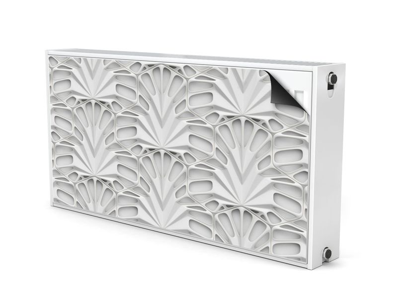 Mata MAGNETYCZNA Na Grzejnik Biała Abstrakcja 3D Ornamenty 110cm x 60cm zdjęcie 2