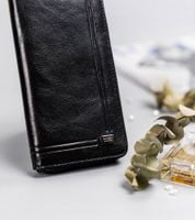 duży, skórzany portfel damski na zamek i zatrzask - rovicky