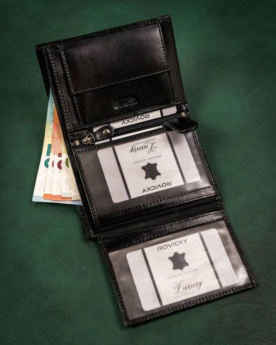 zestaw prezentowy: elegancki, skórzany portfel męski i brelok - rovicky na Arena.pl