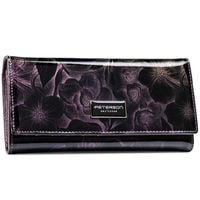 elegancki, lakierowany, fioletowy portfel damski w kwiaty rfid sto