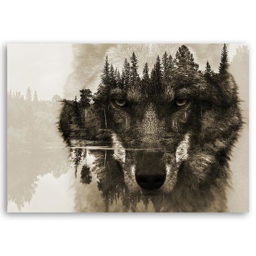 Deco Panel, Wilk na tle jeziora 120x80 na Arena.pl