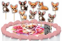 TOPPERY NA TORT OZDOBNE DEKORACJA ZESTAW - PIES PSY RASA Chihuahua 10szt.