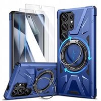 ETUI NA TELEFON GALAXY S24 ULTRA MAGNETYCZNY + 2 SZKŁA NIEBIESKI HWEGGO