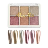 MollyNails Pyłek do paznokci efekt lustra kasetka 6 kolorów Nr 3