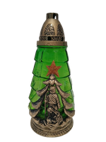 Znicz Bożonarodzeniowy z aplikacją świętej rodziny złoty 28 cm