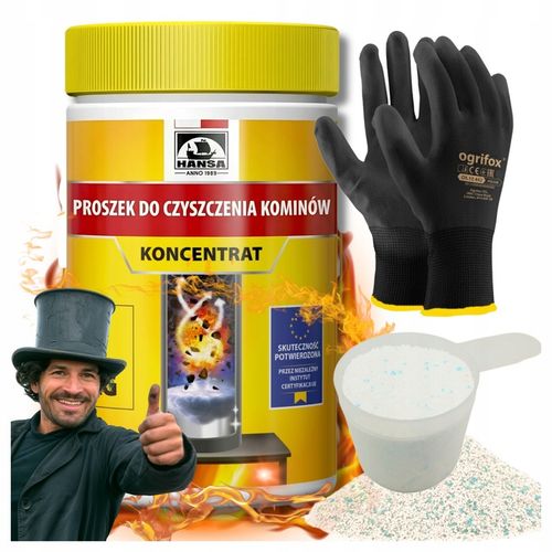 ŚRODEK PROSZEK DO CZYSZCZENIA KOMINA PIECA USUWANIA SADZY ZESTAW HANSA 1kg na Arena.pl