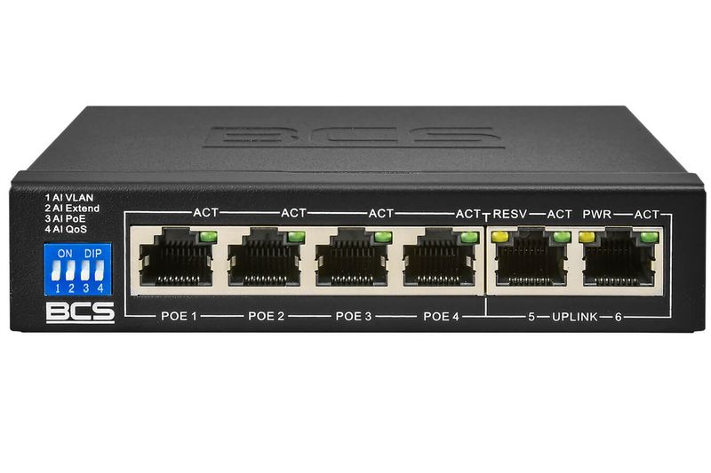 Switch PoE dla 4 kamer IP BCS-B-SP0402 4xPoE+ 60W zdjęcie 1