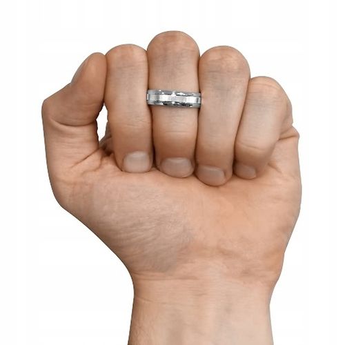 Pierścionek Męski srebrny pr. 925 Obrączka Diamentowana szer. 6 mm | r. 23 na Arena.pl