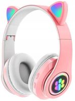 Słuchawki Kocie Uszy Bezprzewodowe BLUETOOTH Nauszne Kolory RGB Dla Dzieci