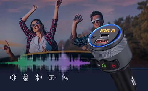 TRANSMITER FM BLUETOOTH 5.1 USB SZYBKA ŁADOWARKA QC 18W/PD 24W 12/24V BASS na Arena.pl