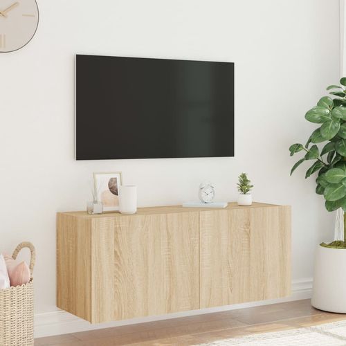 Ścienna szafka TV z LED, dąb sonoma, 100x35x41 cm na Arena.pl
