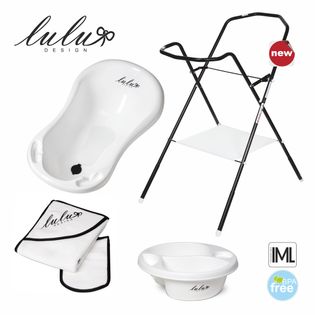 Set kąpielowy stojak wanna miseczka higieniczna Lulu Design I-Biały