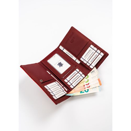 czerwony portfel damski ze zdobieniem na wzór skóry węża - 4u cavaldi na Arena.pl