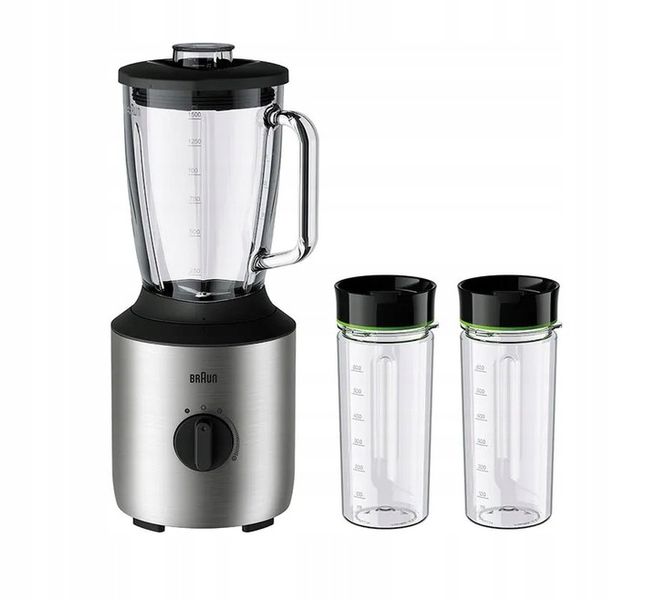 Blender kielichowy Braun JB3272 SI 800W PowerBlend 1,5L+2 Kubki Smoothie2Go zdjęcie 1