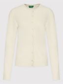 UNITED COLORS OF BENETTON KARDIGAN DAMSKI GŁADKI KREMOWY Z GUZIKAMI