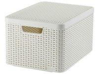 KOSZ POJEMNIK Z POKRYWĄ CURVER RATTAN STYLE L KOLOR KREMOWY 445x330x248mm