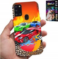 ETUI DO SAMSUNG GALAXY A21s - DLA DZIECI, SAMOCHODY WYŚCIGOWE + SZKŁO
