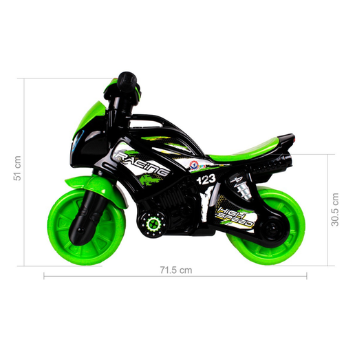 Motor Jeździk Odpychacz Rowerek Biegowy Dźwięk Czarny, Zielony 6474 na Arena.pl