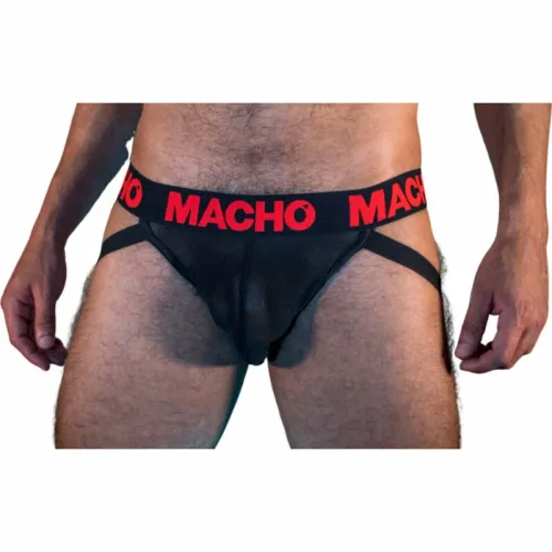 macho mx26x2 jockstrap czarno-czerwony xl - elastyczny połprzezroczysty na Arena.pl
