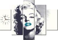 105CM 150CM ZEGAR 5 ELEM MARILYN MONROE TURKUSOWYMI USTAMI DRUK OBRAZ